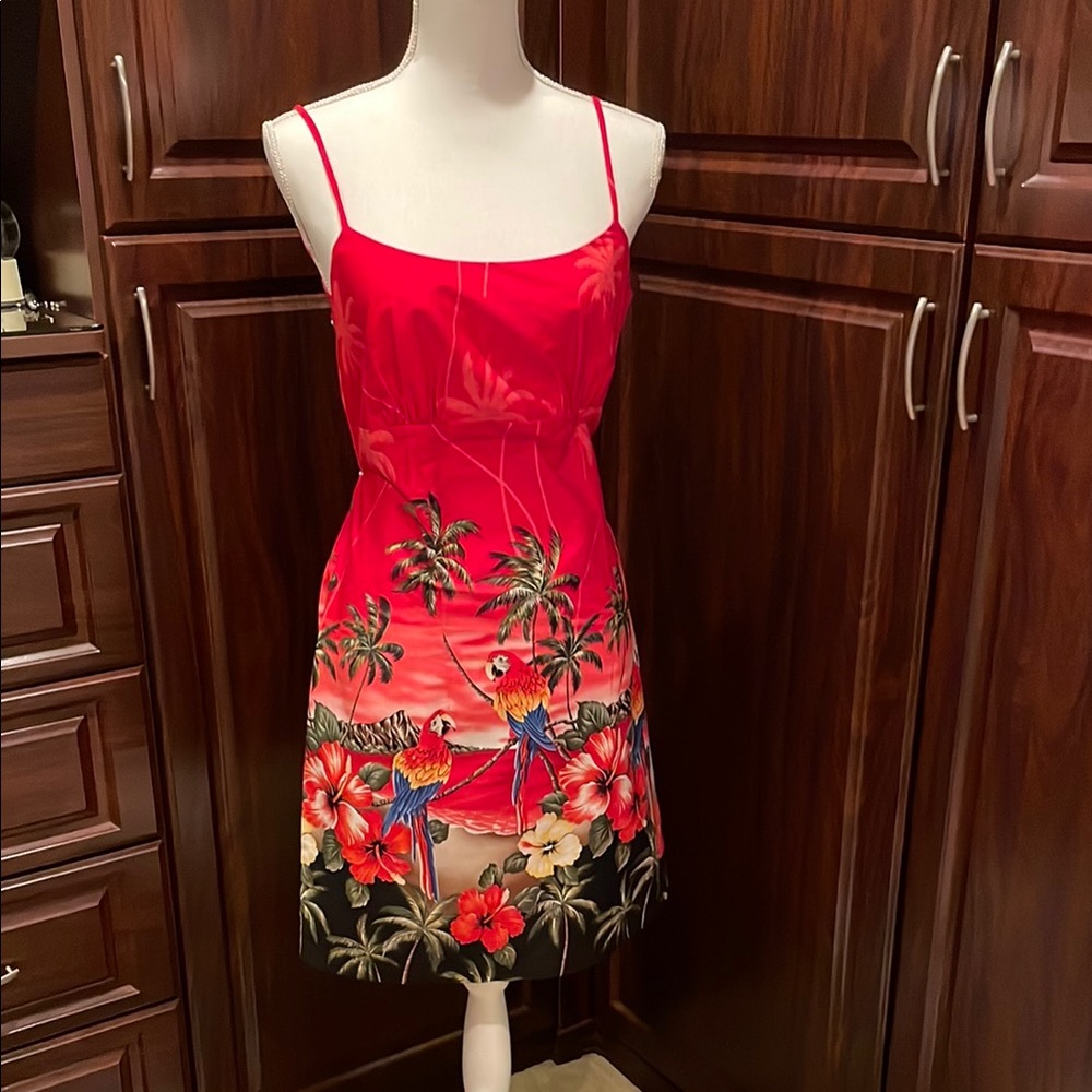 Fun Red and Black Tropical Mini Dress